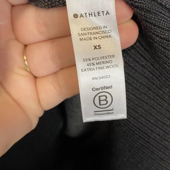 Athleta  Jacquard Crew Wool Sweater, Color Frosted Floral Charcoal Gray, Size XS - Picture 7 of 15